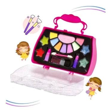 Imagem de Maleta Maquiagem Infantil Crianças + Batom Sombra Esmalte - Polibrinq