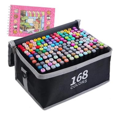 Imagem de Kit 168 Marcadores de Arte de Pontas Duplas – Canetas Profissionais para Desenho e Ilustração Touch