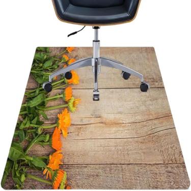 Imagem de Tábuas de madeira, tapete de cadeira de mesa de madeira, tábuas de madeira antiga estilo rústico com padrão floral, protege o piso de madeira sob mesas, tapetes para escritório, casa e pisos de jogos,