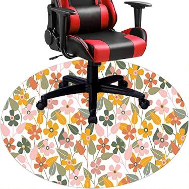 Imagem de Tapete de cadeira de escritório com flores, textura de flor, tapete de cadeira de mesa para piso de madeira de escritório em casa, protetor de piso de pilha baixa, redondo 78,7 cm
