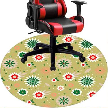 Imagem de Tapete de cadeira de escritório com flores, textura de flor, tapete de cadeira de mesa para piso de madeira de escritório em casa, protetor de piso de pilha baixa, redondo de 91 cm