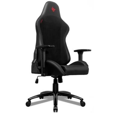 Imagem de Cadeira Gamer Pichau Donek Pro | Espuma Moldada | Almofadas para Lombar e Pescoço | Suporta até 120kg | Encosto Reclinável | Braço 3D | Preto e Vermelho | PCH-DNKP-BKR
