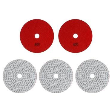 Imagem de HARFINGTON 5 peças de almofadas de polimento de diamante 12,7 cm de gramatura 400 almofada de polimento úmido/seco para pedra de concreto mármore bancada quartzo, para moedor de polimento