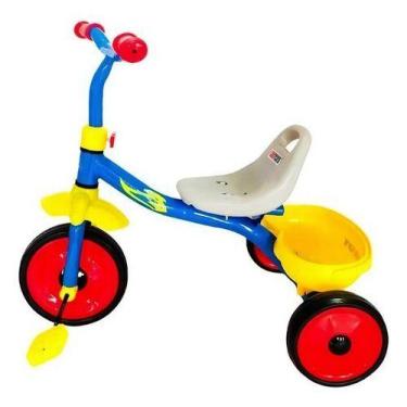 Imagem de Triciclo Infantil Azul Diversão Criança Menino Pedal Presente Motoca P
