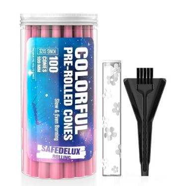 Imagem de Pacote com 100 cones SafeDelux Colorful King Size com tubo de vidro