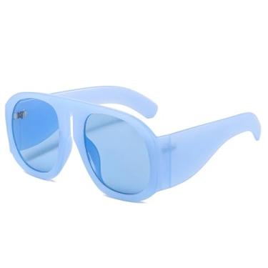 Imagem de Óculos de sol grandes Goggle femininos Steampunk armação grande lente degradê óculos de sol femininos, C10 azul, azul, tamanho único