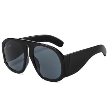 Imagem de Óculos de sol grandes Goggle femininos Steampunk armação grande lente degradê óculos de sol femininos, C14Black, Preto, tamanho único