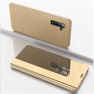 Imagem de Capa flip espelhada para Samsung Galaxy Note 10 Plus Clear View para S20 S10 9 A10 A20 E A30 A50 A6 J6 2018, capa de couro dourada para Note 10