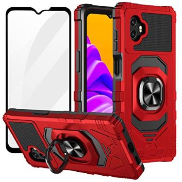 Imagem de Ailiber Capa para Samsung Galaxy XCover 7 Pro, capa para celular X Cover 7 Pro com suporte, para suporte magnético para carro, com protetor de tela, capa protetora resistente para celular - vermelha