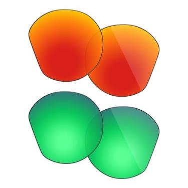 Imagem de Fiskr Lentes polarizadas de substituição compatíveis com óculos de sol Oakley Clifden OO9440, resistente a impactos e ajuste perfeito - vermelho fogo e verde esmeralda
