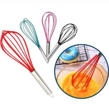 Imagem de Batedor De Ovos Fue Silicone e Cabo Inox 22cm Confeiteiro - Fenima Com