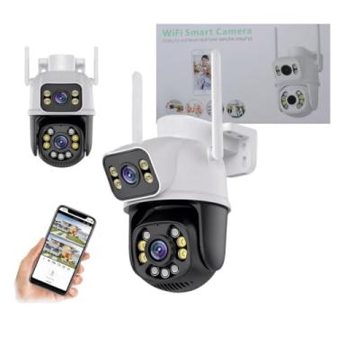 Imagem de Câmera de Segurança Externa Dupla 3MP IP66 | Visão Noturna Colorida | Wi-Fi Fácil | Vigilância 360° | Áudio Bidirecional | App para celular