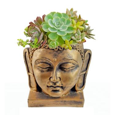 Imagem de Cachepot para plantas Buda cabeça vaso decorativo resina Grande