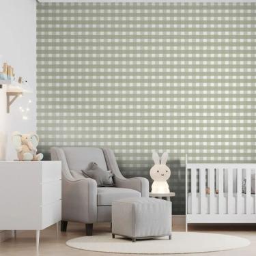 Imagem de Papel de Parede Revoada Xadrez Vichi Oliva 4400