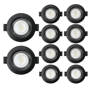 Imagem de Kit 10 Spot de Led Embutir Slim MR11 Redondo 3W Preto Bivolt 6500K Frio