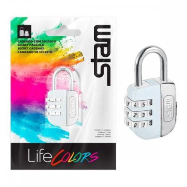 Imagem de Cadeado Para Mala Stam Life Colors Com Segredo 25Mm Branco