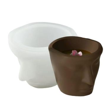 Imagem de Molde de frasco de vela de rosto abstrato para plantador de suculentas de concreto, moldes de silicone, molde feito à mão para copo de armazenamento, moldes de expóxi de resina, moldes de gesso de
