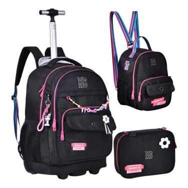 Imagem de Kit Mochila de Rodinhas Oficial Rebecca Bonbon RB24100 PRETO-Unissex