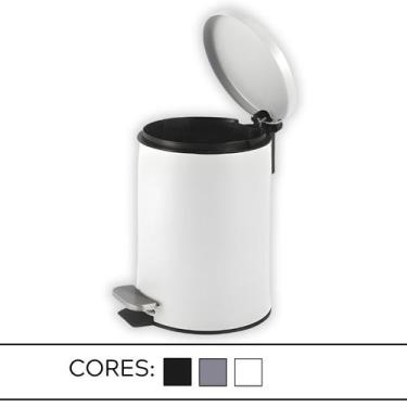 Imagem de Lixeira Redonda com Pedal 5 Litros - Reis, Cinza