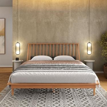 Imagem de Cama Queen em Madeira Maciça Nordik Caramel