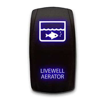 Imagem de Stark Industries Interruptor Basculante Vertical De 5 Pinos Com Aerador Livewell Gravado A Laser, Pólo Único, Liga/Desliga, 20A, 12V, Azul