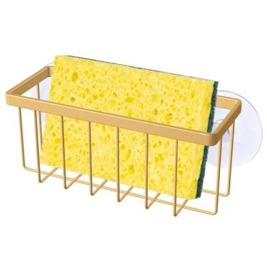 Imagem de SHFKS Suporte de esponja para pia de cozinha, suporte de pia - suporte de esponja para prato (ouro)