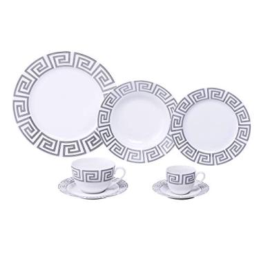 Imagem de Aparelho De Jantar 42pc De Porcelana New Bone Zigzag Mail Box Lyor Cinza E Branco Único