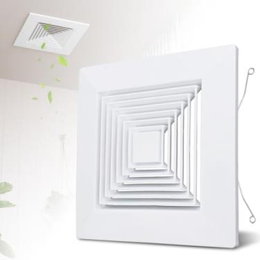 Imagem de Powrocket Capa de exaustor de banheiro com mola, 24,4 cm x 24,4 cm, capa de grade de ventilador de teto de plástico, grade de substituição para exaustores quadrados de teto ou parede, desviador de ar