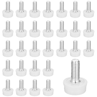 Imagem de 30 peças de niveladores de móveis ajustáveis, M6 x 15 mm Pés de nivelamento de rosca rosqueados em móveis, niveladores de pés deslizantes para móveis ao ar livre, pés de mesa, rosqueados para mesa