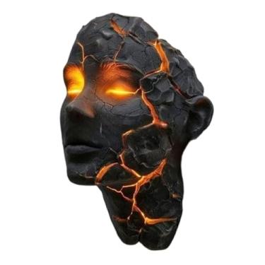 Imagem de Baoblaze Luminária de parede 3D com LED humano Cracked Soul, luminária noturna versátil, escultura de parede em resina, luz para entrada de quarto, cabeceira