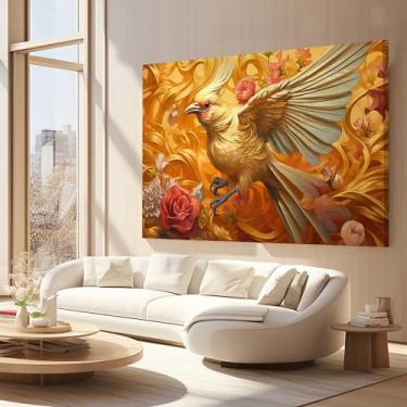 Imagem de Quadros Decorativos para Quarto Sala 40x60 Fenix Dourada Grande Escritório Hall