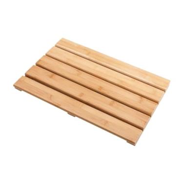 Imagem de WeiLaiKeQi Tapete de banho de bambu, decoração à prova d'água, acessórios de banheiro elegantes e resistentes, tapete de banho