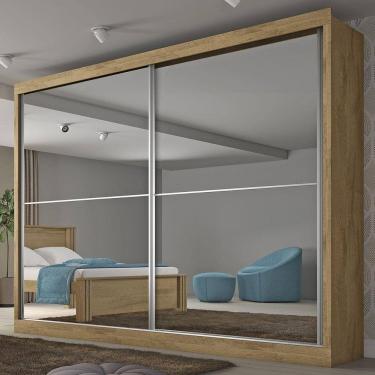Imagem de Guarda-roupa Casal Verona Plus 2 Portas 4 Gavetas Espelhado Amendoa  - Mademarques