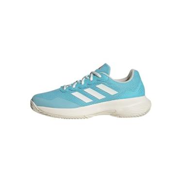 Imagem de adidas Tênis feminino Gamecourt 2.0, Aqua claro off white vermelho brilhante, 35