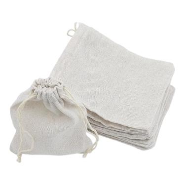 Imagem de Saco de Linho com Cordão – Embalagem Algodão Natural Luxo para Mimos, Lembrancinhas, Artesanatos, Sabonetes, Velas e Presentes (Bege, 8x11cm - 12 uni)