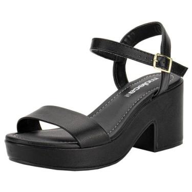 Imagem de Sandália feminina salto grosso moleca 5549102, Preto, 35