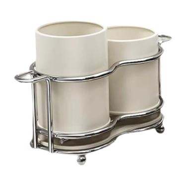 Imagem de Ioensy Suporte para utensílios de cozinha, talheres, caixa de drenagem, organizador de mesa, suporte para talheres para festas, bancadas, facas para cafés e, Altura Baixo Branco