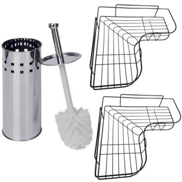 Imagem de KIT ESCOVA SANITÁRIA + 2 SUPORTE ORGANIZADOR (PRETO)