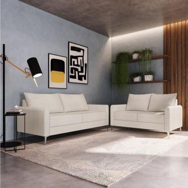 Imagem de Conjunto Sofá 2 e 3 Lugares Bipartido Davos Off White