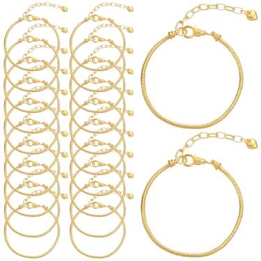 Imagem de Forise 20 peças de corrente de cobra kit de pulseiras com fecho de lagosta corrente extensora para fazer joias femininas faça-você-mesmo presentes suprimentos