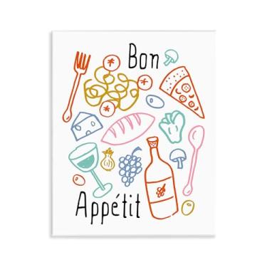 Imagem de Stupell Industries Desenho artístico de placa de parede com esboços coloridos Bon Appetit por Heather Dutton, 35,5 x 28,5 cm