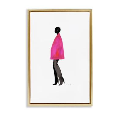 Imagem de Stupell Industries Design de parede em tela flutuante com revestimento rosa fúcsia dourado por Simone Elum, 63 x 43 cm