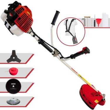 Imagem de Roçadeira Podador de Grama Kawashima KW52L À Gasolina 2T 52cc 2,5HP Completa Com Carretel de Nylon + Faca 3 Pontas + Faca 80 Dentes + Escova de Aço