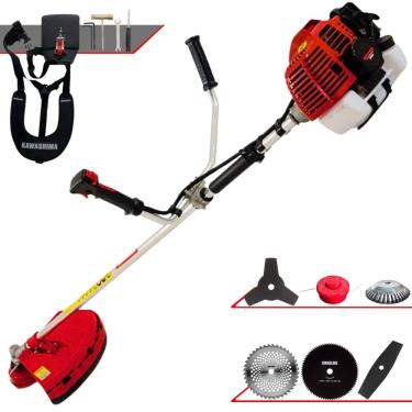 Imagem de Máquina de Cortar Grama Lateral À Gasolina Kawashima KW52L 52cc 2,5HP de Potência 10.000rpm Roçadeira Multifuncional Completa Com 6 Opções de Cortes