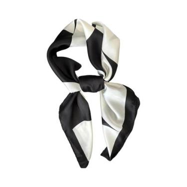 Imagem de Bandana Feminina De Cetim Macio 70x70cm Imitação De Seda Lenço Quadrad