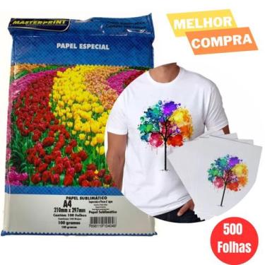 Imagem de 500 Folhas Papel Sublimático A4 100g Branco Masterprint Profissional A