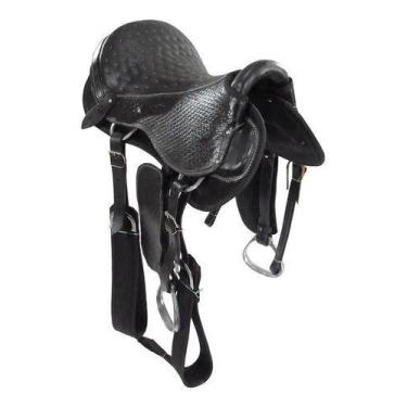 Imagem de Sela Preta Australiana Tradicional 16 Polegadas Completa Toda De Couro