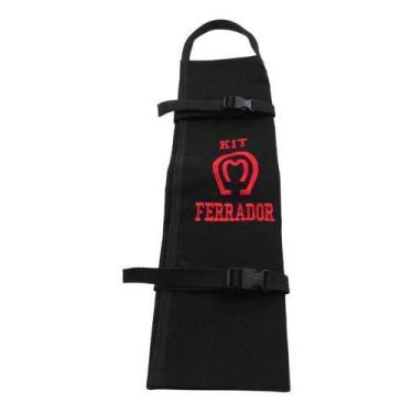 Imagem de Bolsa Com Bordado Ferrador Vermelho Com Travas Para Guardar Ferramenta