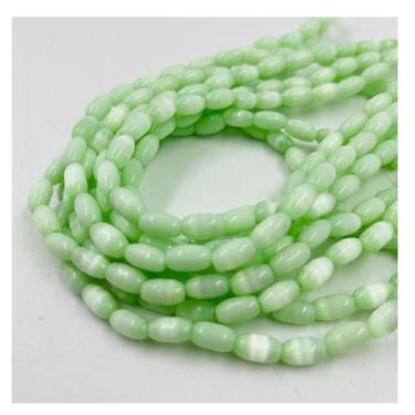 Imagem de 3 Fios de Pedras Arroz 10x5mm 90un Verde Claro 30cm Arte - Macall