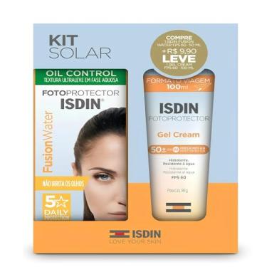 Imagem de Kit Solar Isdin Protetor Solar Facial Fusion Water FPS 60 50ml + Protetor Solar Corporal Gel Cream FPS 50 100ml